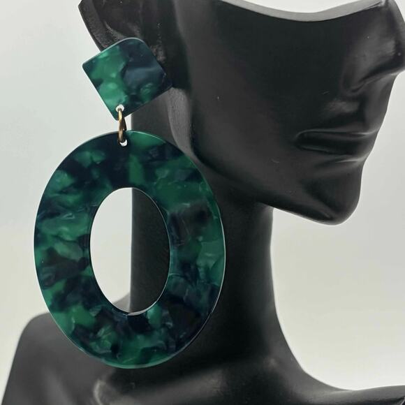 Green Forest Marble Drops Earrings - Picture 1 of 4